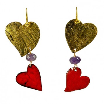 Salomé Osorio | Earrings Red and Gold Heart Earrings