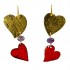 Red and Gold Heart Earrings