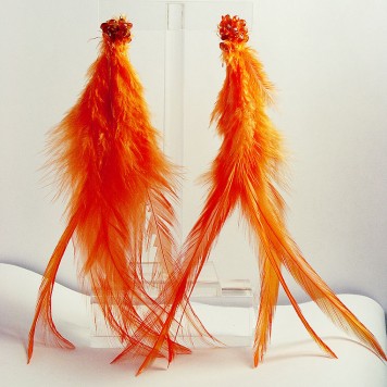 Salomé Osorio | Earrings Orange Luxious Feather Earrings