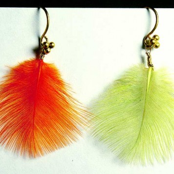 Salomé Osorio | Earrings Green & Orange Feathers Earrings