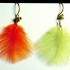 Green & Orange Feathers Earrings