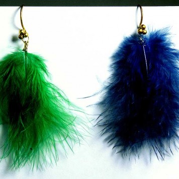 Salomé Osorio | Earrings Green & Blue Feathers Earrings