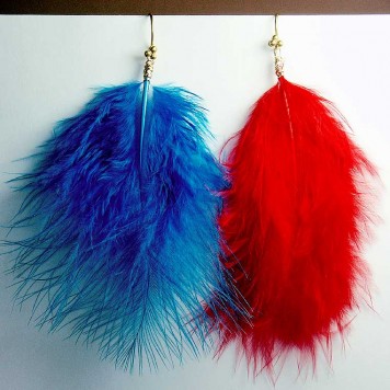 Salomé Osorio | Earrings Red & Blue Feathers Earrings