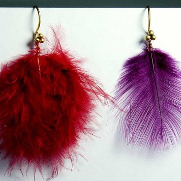 Salomé Osorio | Earrings Red & Purple Feathers Earrings