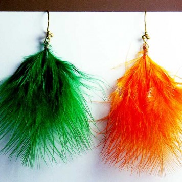 Salomé Osorio | Earrings Orange & Green Feathers Earrings