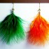 Orange & Green Feathers Earrings