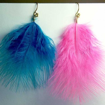 Salomé Osorio | Earrings Blue & Pink Feathers Earrings