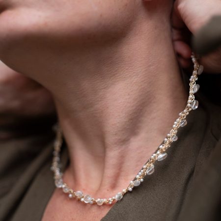 Collier Murmure – Crochet Plaqué Or, Perles & Cristal de Roche – Image 2