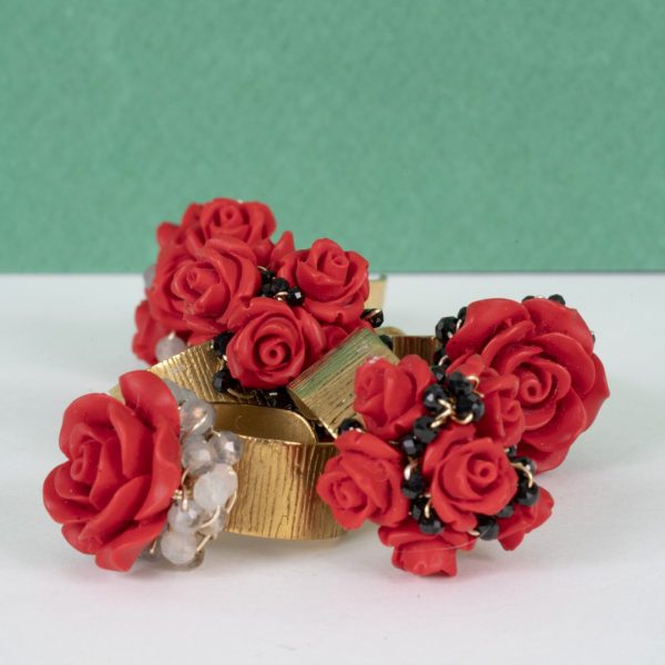 Bague Rose Sculptée et labradorite