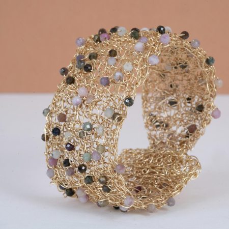 Manchette Prisma – Crochet Plaqué Or & Tourmalines