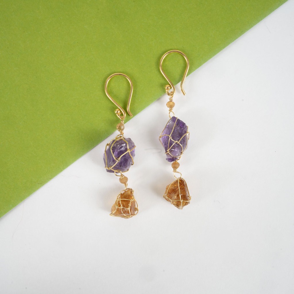Boucles d'oreilles Cassiopée – Pierres Brutes & Vermeil