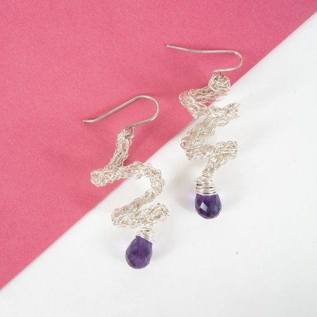 Boucles d'oreilles Ivresse – Crochet Argent et Améthyste – Image 3