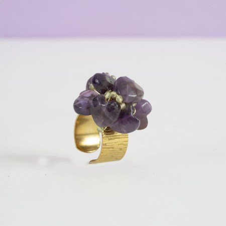 Bague Clémence – Améthyste & Péridot sur Métal Patiné – Image 3