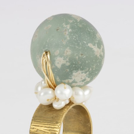 Bague Kaboul – Verre Afghan & Perles sur Métal Patiné – Image 6