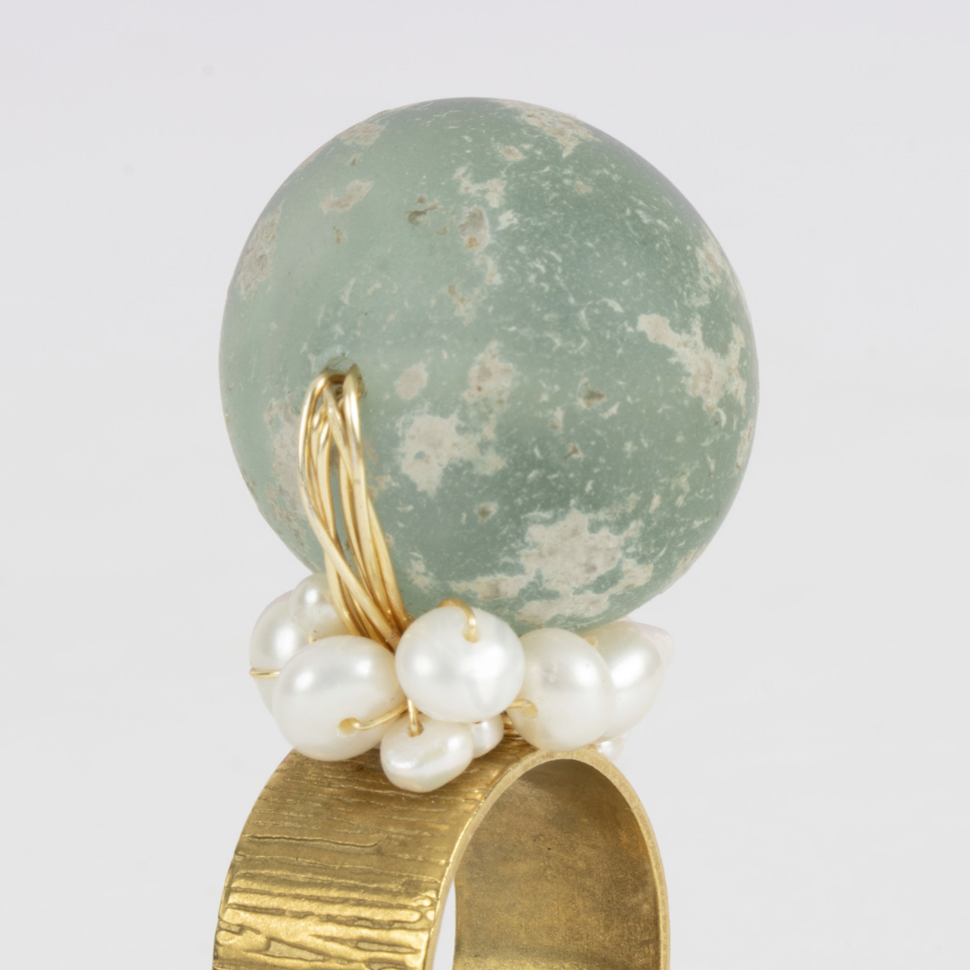 Bague Kaboul – Verre Afghan & Perles sur Métal Patiné – Image 6