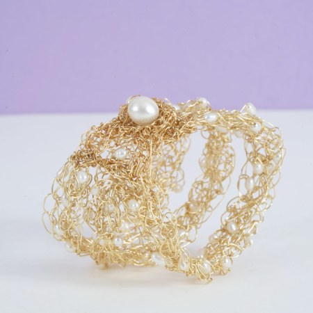 Bracelet Trois Liens en Plaqué Or et Perles – Image 2