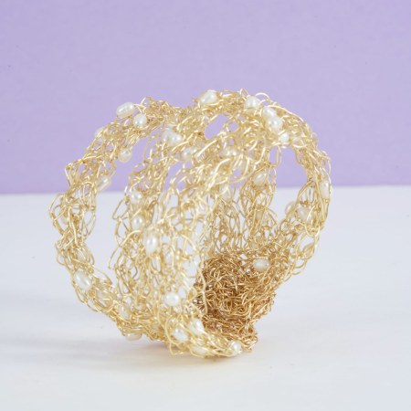 Bracelet Trois Liens en Plaqué Or et Perles