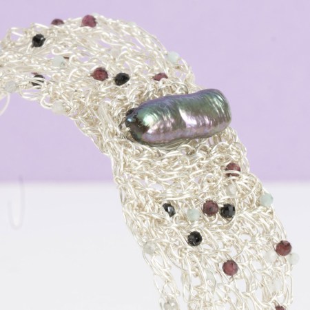 Bracelet Strata – Crochet Argent, Amazonite, Spinelle & Grenat – Image 5
