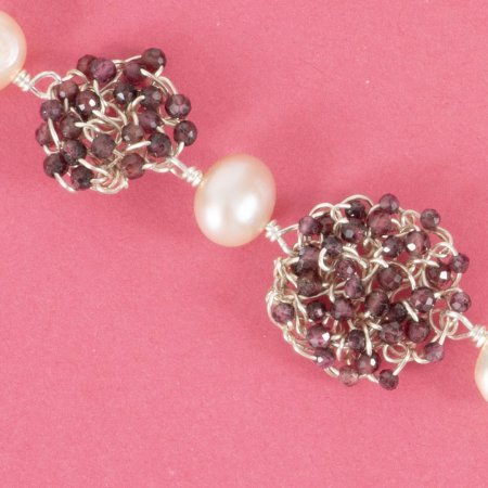 Collier Grenadine – Crochet Argent & Perles de Grenat – Image 2