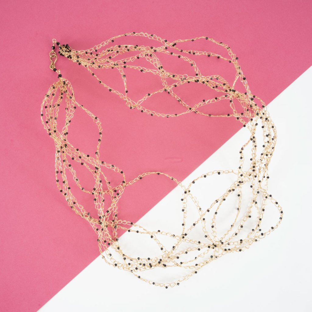 Collier en spinelle noir et vermeil