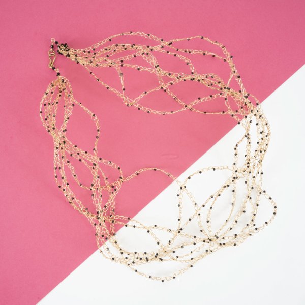 Collier en spinelle noir et vermeil