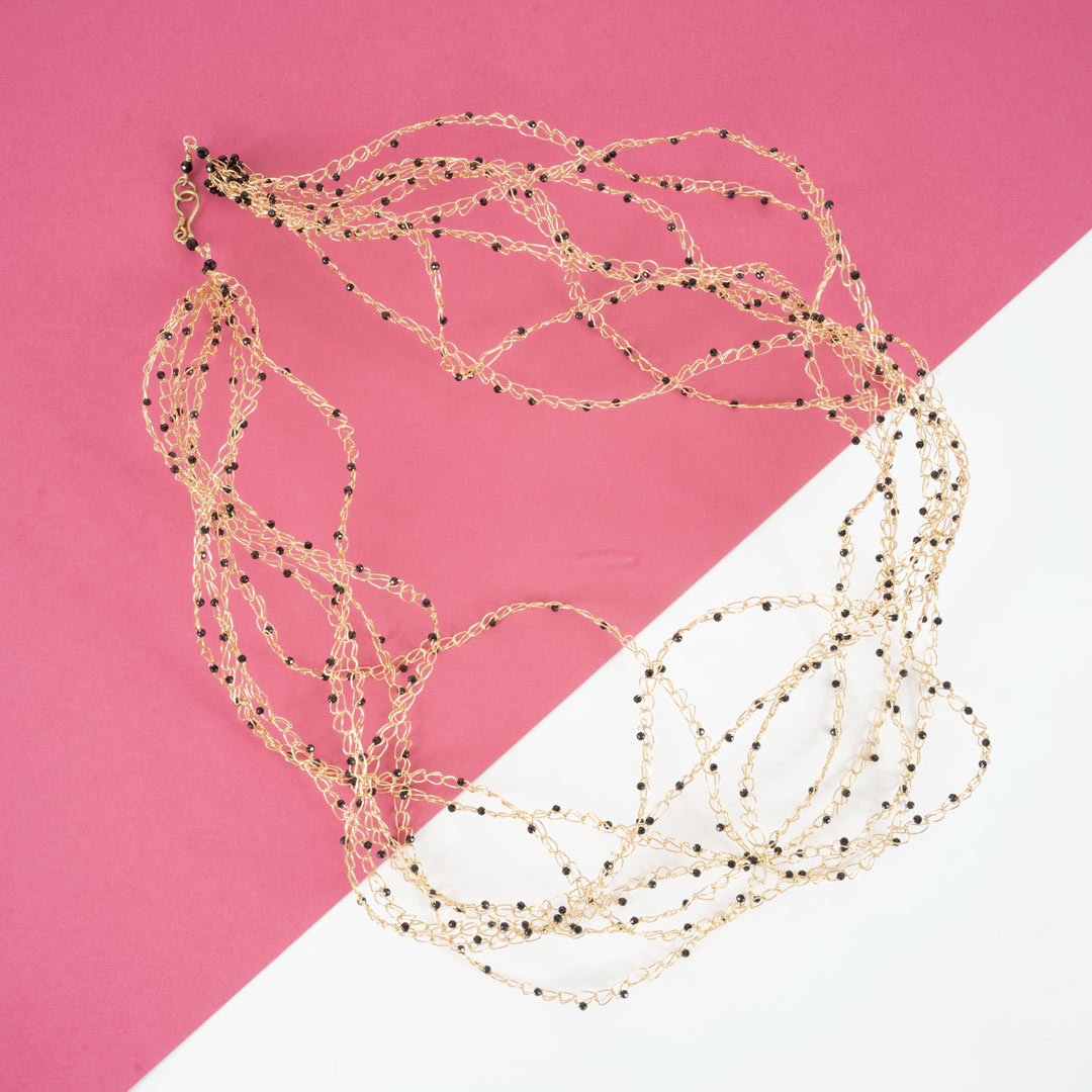 Collier en spinelle noir et vermeil