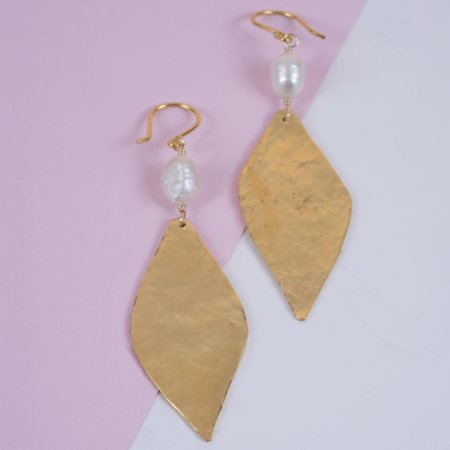 Boucles d'oreilles Feuilles en Cuivre Doré