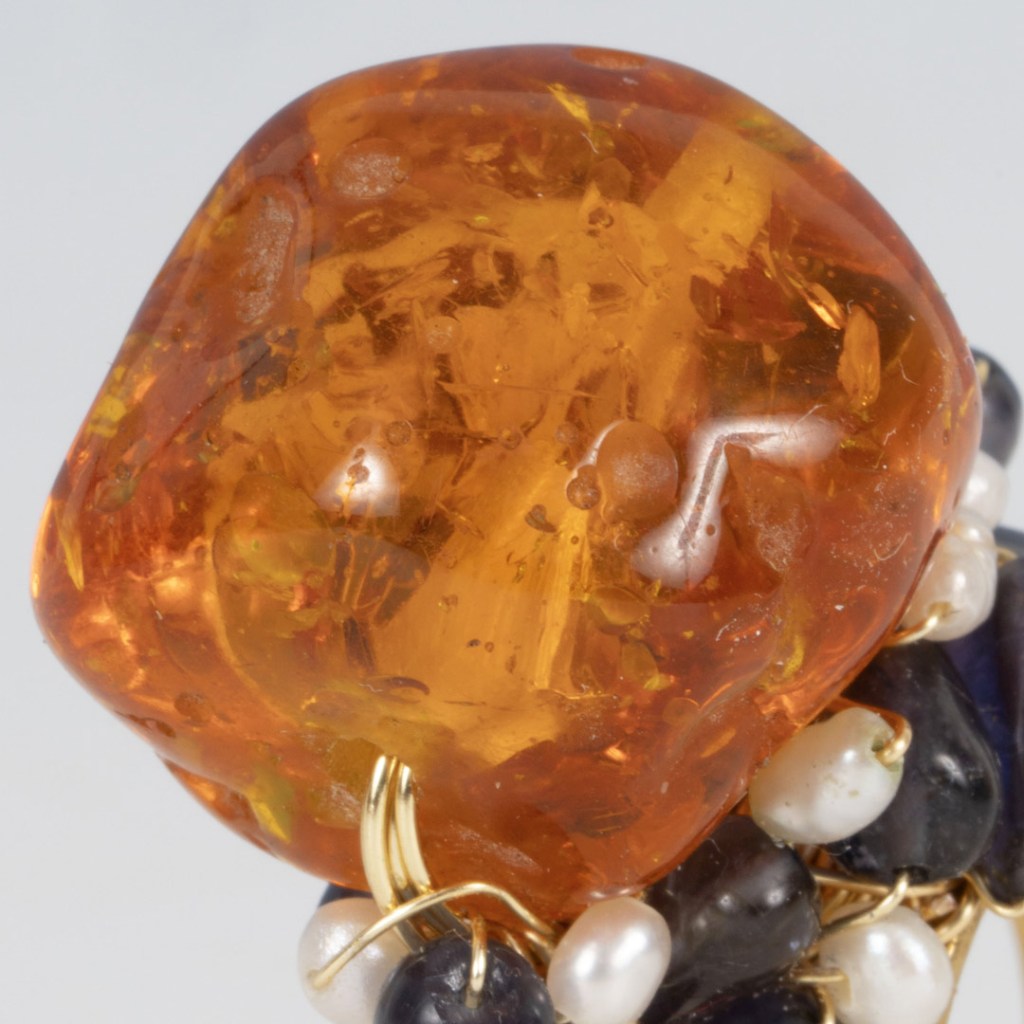 Bague Ambre et Iolite