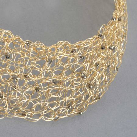 Collier Minerva – Crochet Plaqué Or, Pyrite & Perle Baroque – Image 2