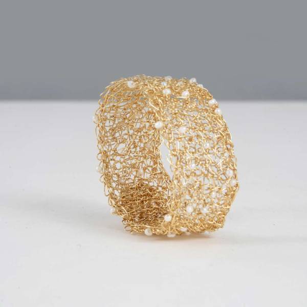 Manchette Classique en Perles Blanche