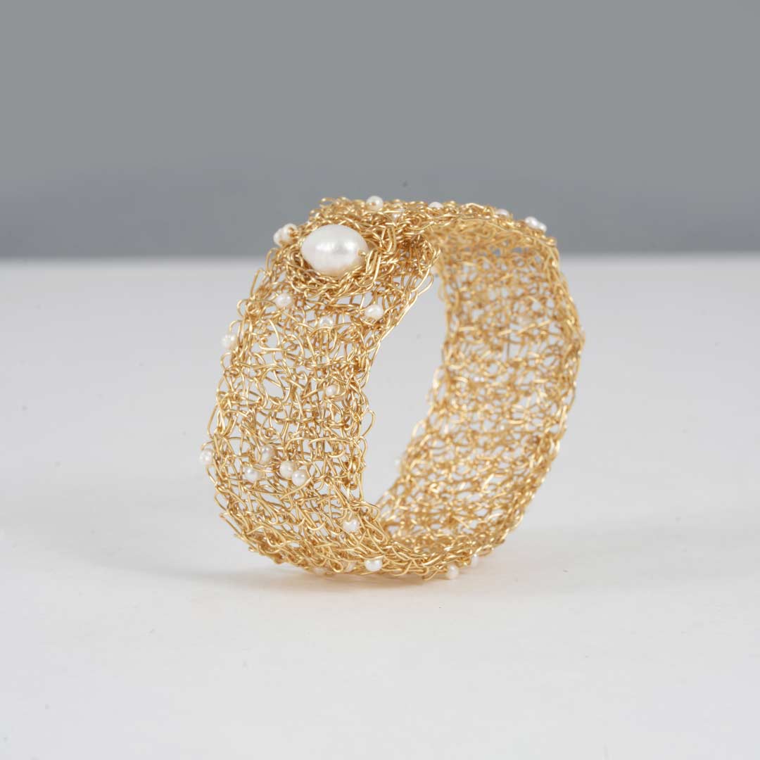 Manchette Classique en Perles Blanche – Image 2