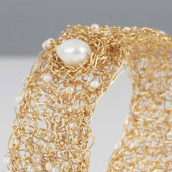 Manchette Classique en Perles Blanche