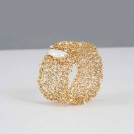 Manchette Classique en Perles Blanche