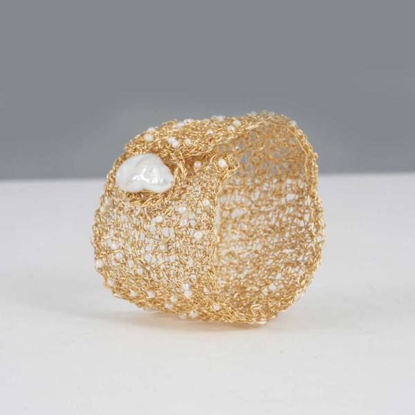 Manchette Classique en Perles Blanche