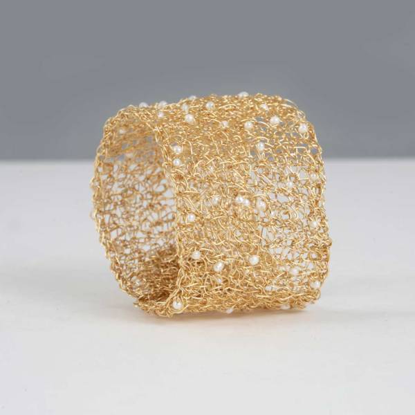 Manchette Classique en Perles Blanche