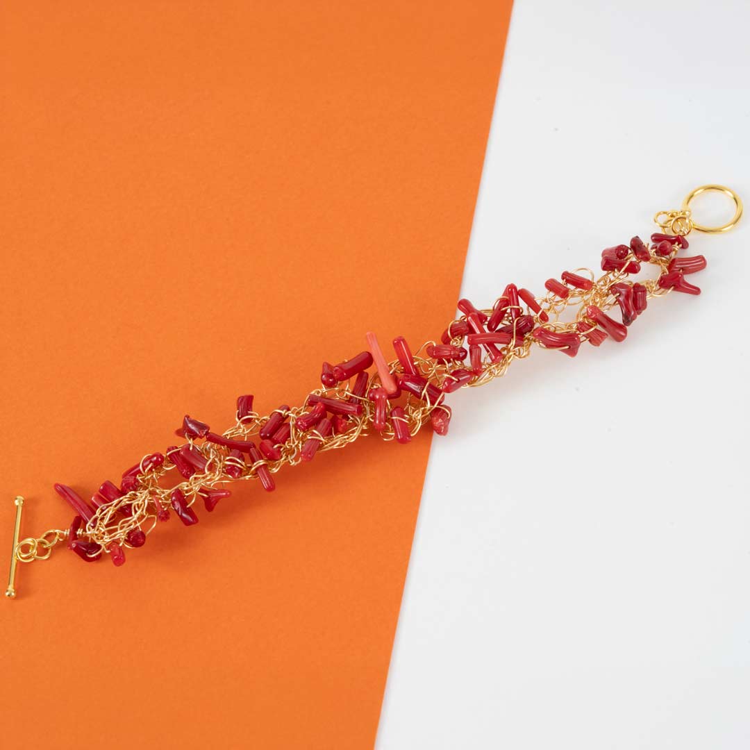 Bracelet Corail en Plaqué Or