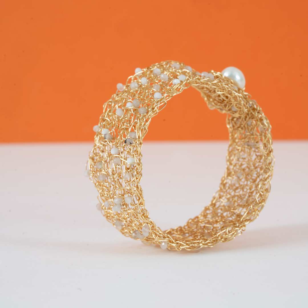 Bracelet Séléné – Crochet Plaqué Or & Pierres de Lune
