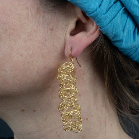 Boucles d'oreilles Venise — Crochet faites main en plaqué or – Image 2