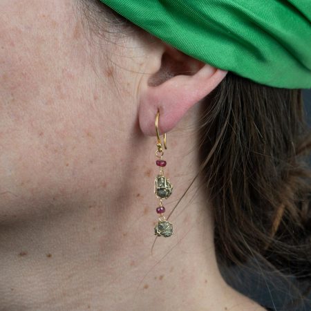 Boucles d'Oreilles Rubis et Pyrite – Image 2