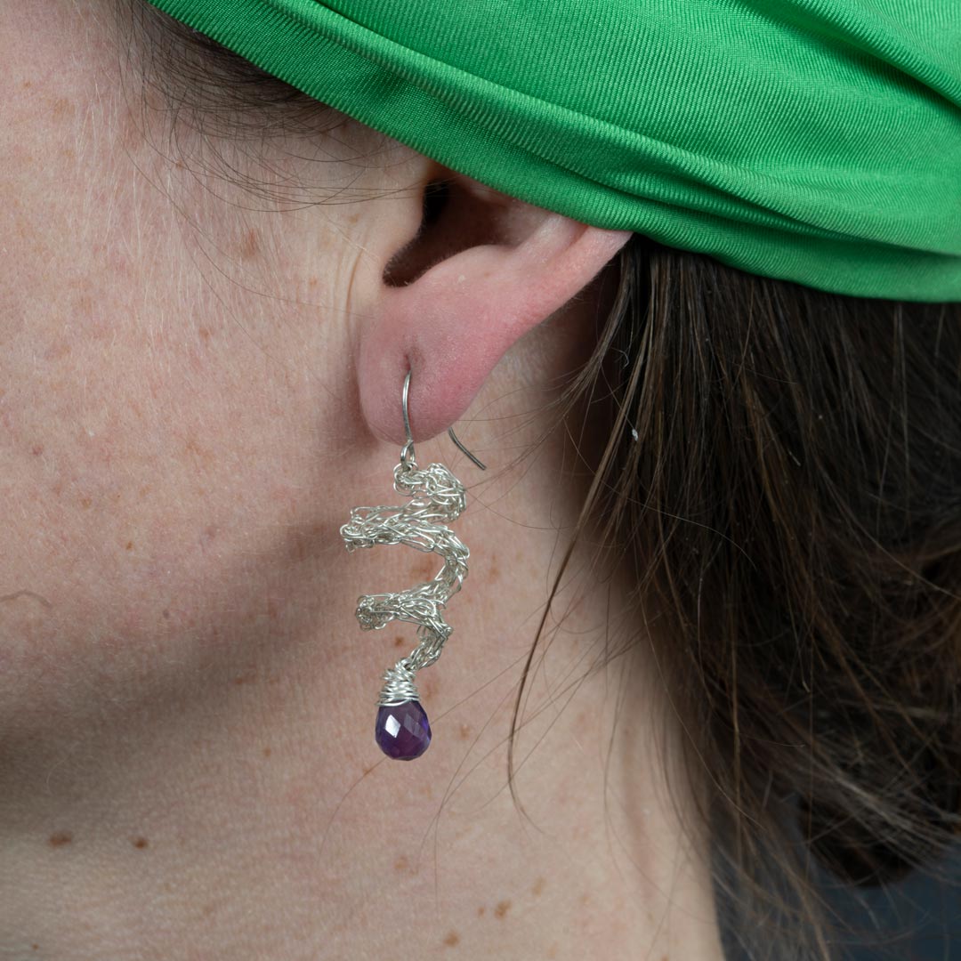 Boucles d'oreilles Ivresse – Crochet Argent et Améthyste