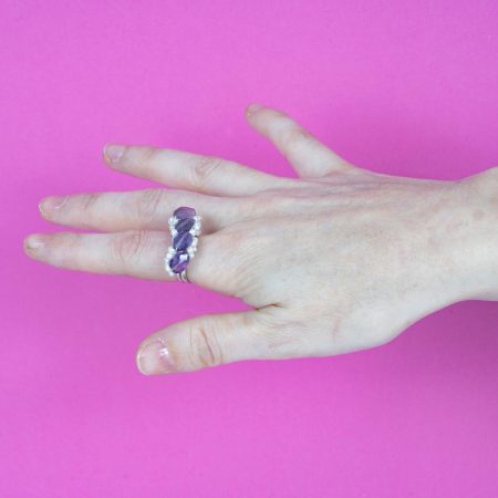 Bague Viola – Améthyste & Perles sur Argent Massif – Image 2