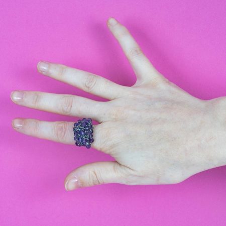 Bague Sibyle – Améthyste & Perles Noires sur Argent Massif – Image 2