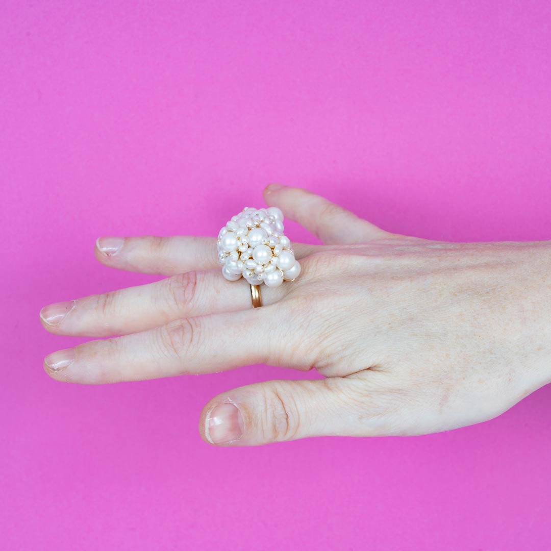 Bague Nuage – Perles d'Eau Douce sur Vermeil