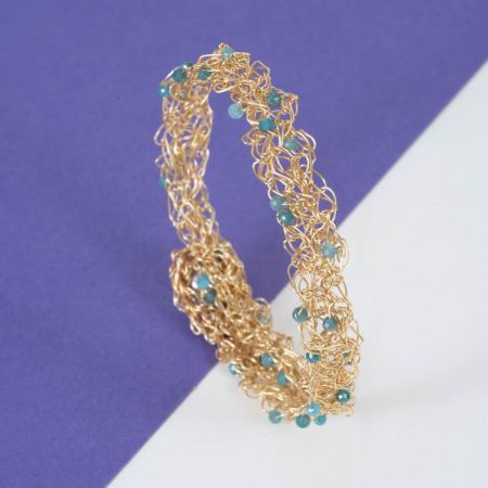 bracelet crochet fait main plaqué or éléonore apatite grenat