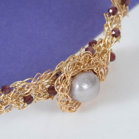 bracelet crochet fait main plaqué or éléonore apatite grenat