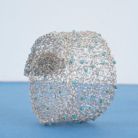 Manchette Lagon – Crochet Argent Inoxydable & Turquoises – Image 7