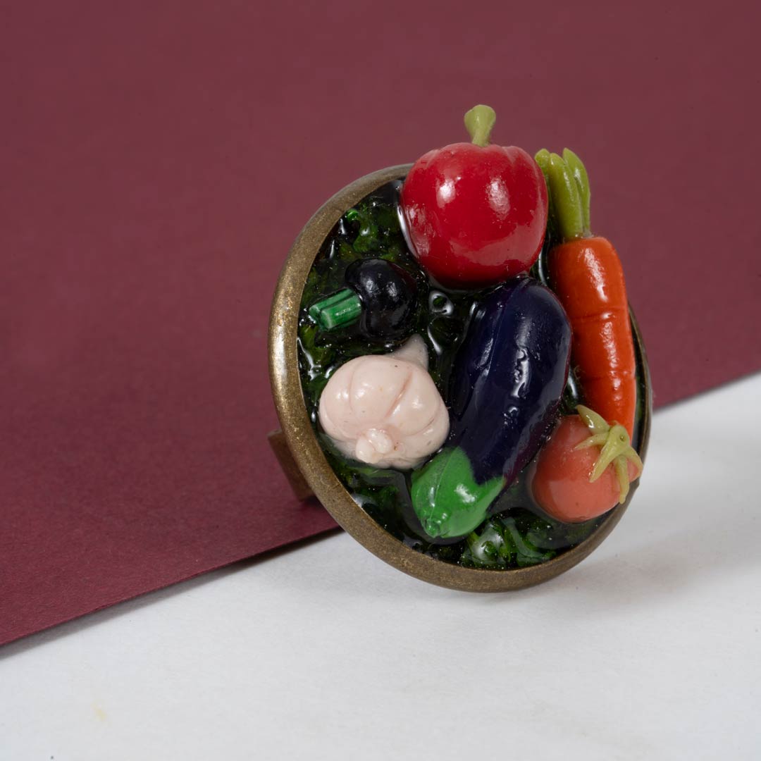 Bagues Bon Appétit – Miniatures en Résine Epoxy sur Métal Patiné